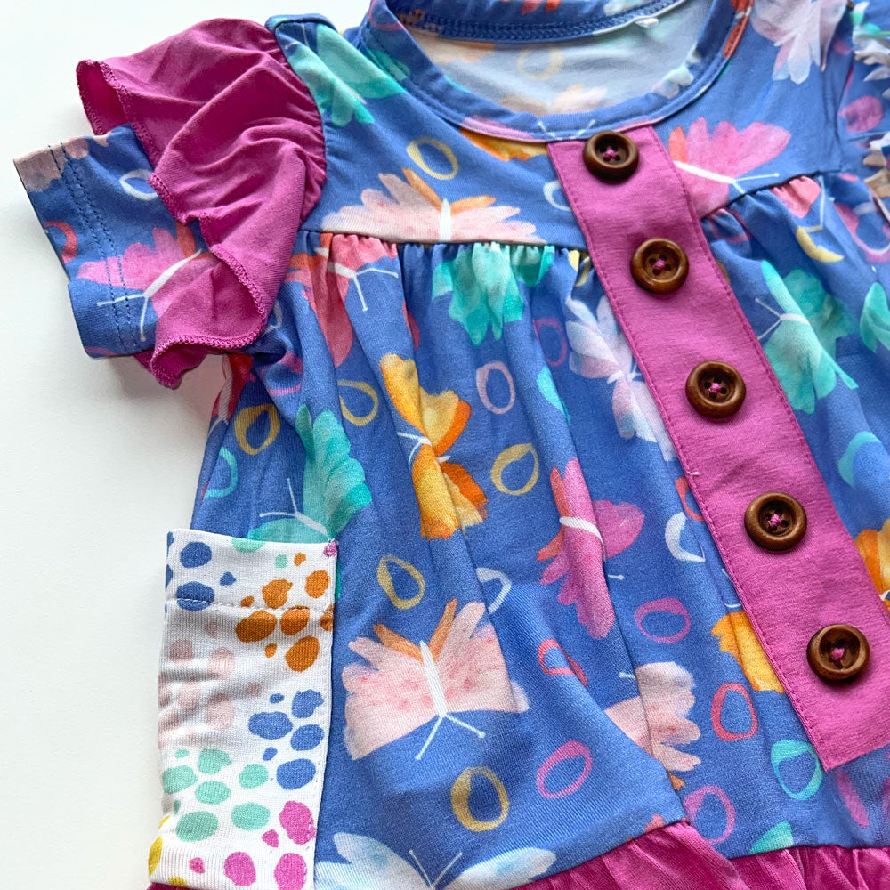 Korrie Butterflies Bamboo Short Sleeve Peplum + Legging Set