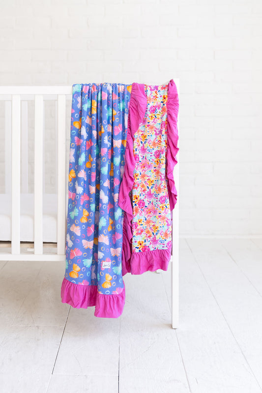 Korrie Butterflies Ruffle Toddler Blanket