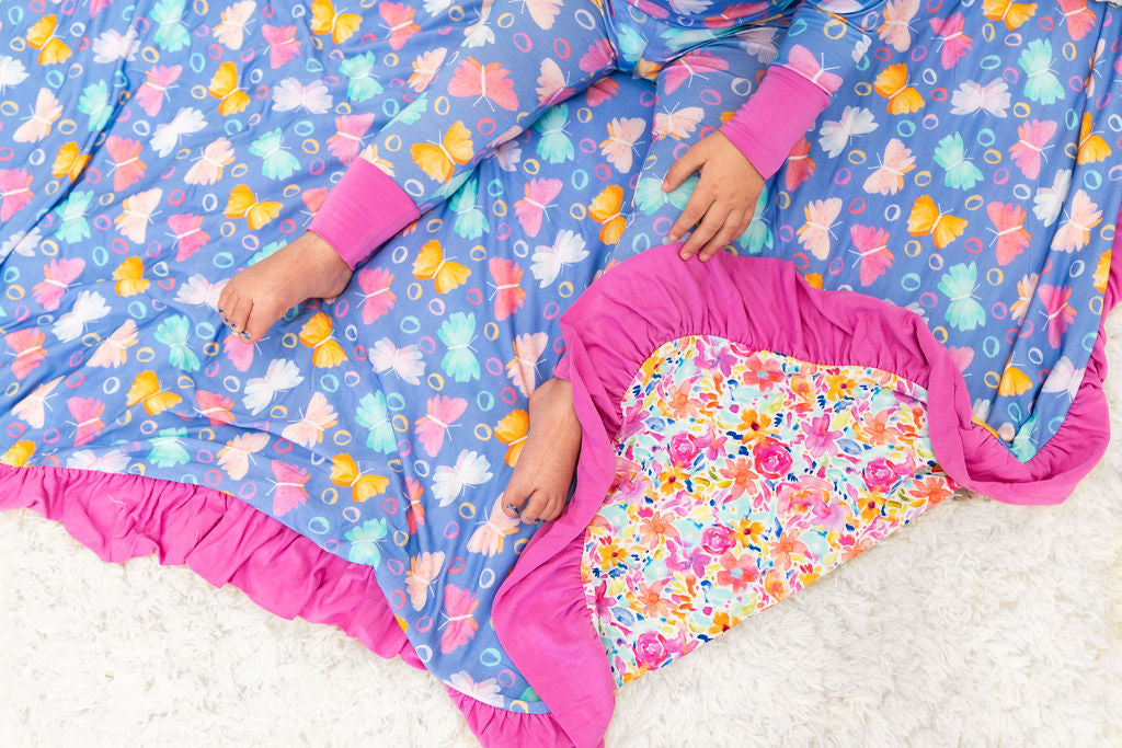 Korrie Butterflies Ruffle Toddler Blanket