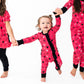 Heart Doodles Pink Bamboo Ruffle Convertible Footie
