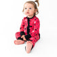 Heart Doodles Pink Bamboo Ruffle Convertible Footie
