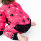 Heart Doodles Pink Bamboo Ruffle Convertible Footie