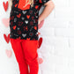 Heart Doodles Red Bamboo Pocket Tee + Jogger Set