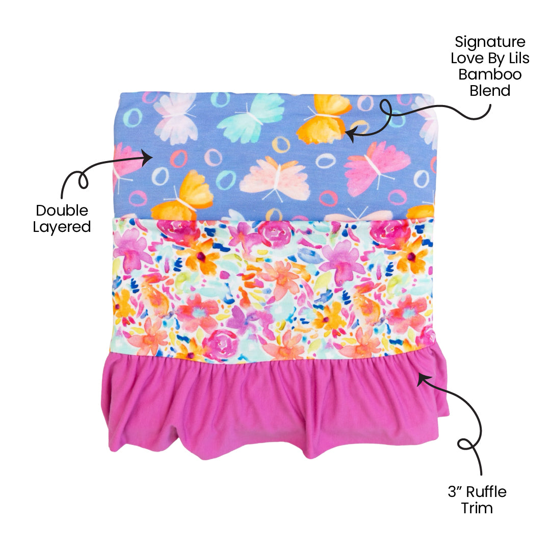 Korrie Butterflies Ruffle Toddler Blanket